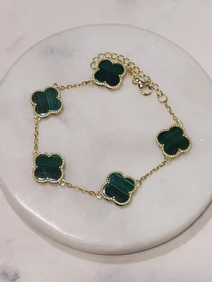 Malachite 5 station Clover Bracelet