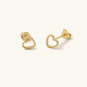 Mini Gold Heart Stud Earrings