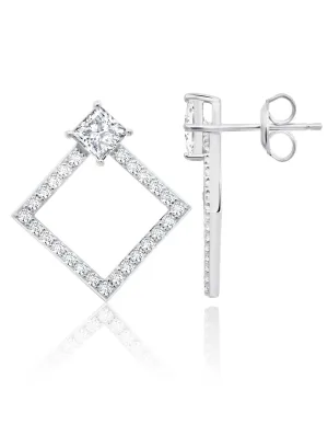 Pave Geometric Earrings in Platinum Sale