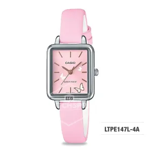 Casio Ladies' Fashion Pink Leather Strap Watch LTPE147L-4A LTP-E147L-4A