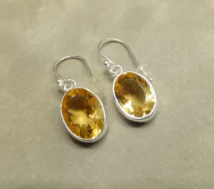 Genuine Citrine Gemstone Drop Earrings