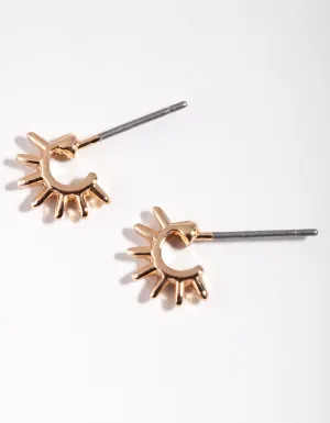 Gold Mini Spike Hoop Earrings