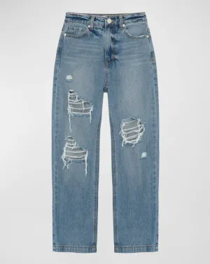 High Waisted Distressed Mom Jeans