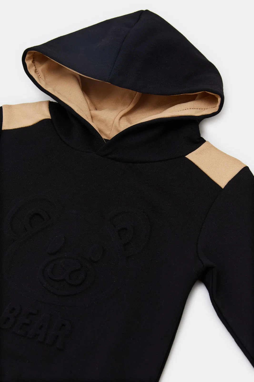 Infant Boys Black Embossed Hooded Sweatshirt