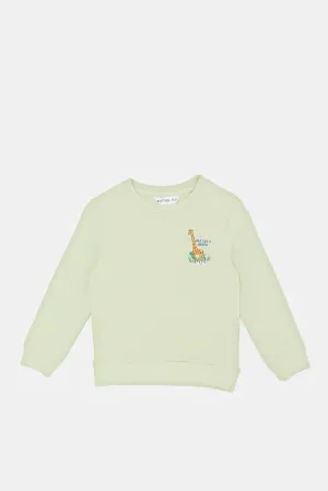 Infant Boys Mint Giraffe Print Sweatshirt