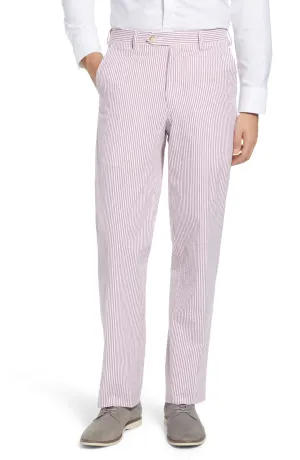 Seersucker Pant, Garnet <br>Flat Front<br>Regular Rise