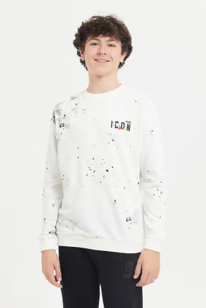 Senior Boys White Icon Aop Oversize Sweatshirt