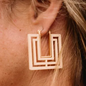 Squares On My Mind Wood Square Cut Out Earrings