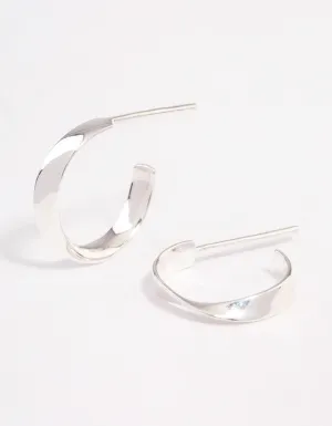 Sterling Silver Flat Twisted Hoop Earrings