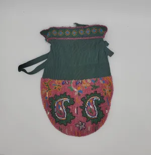 Vintage Handmade Beaded Drawstring Purse - AS IS